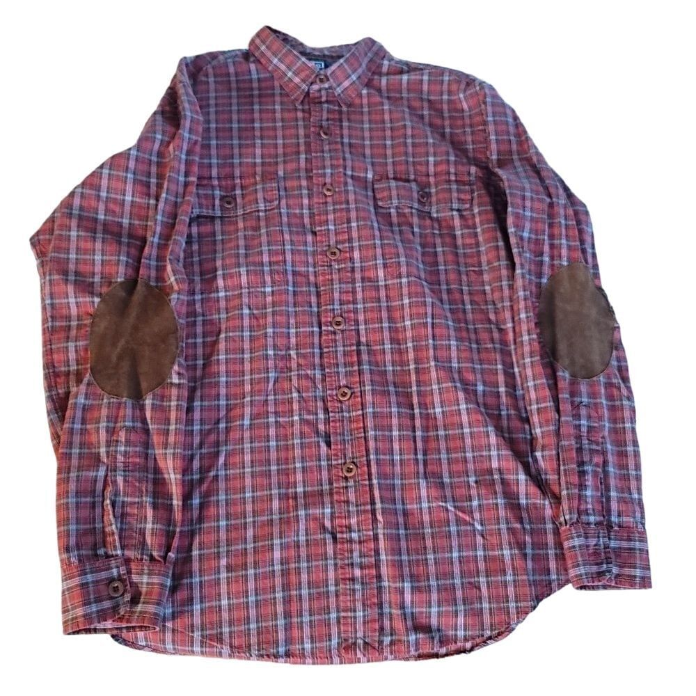 POLO Ralph Lauren Plaid, Button Down Shirt w/ Suede Elbows/Patches size Large